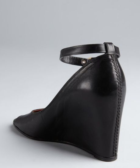open toe wedges black