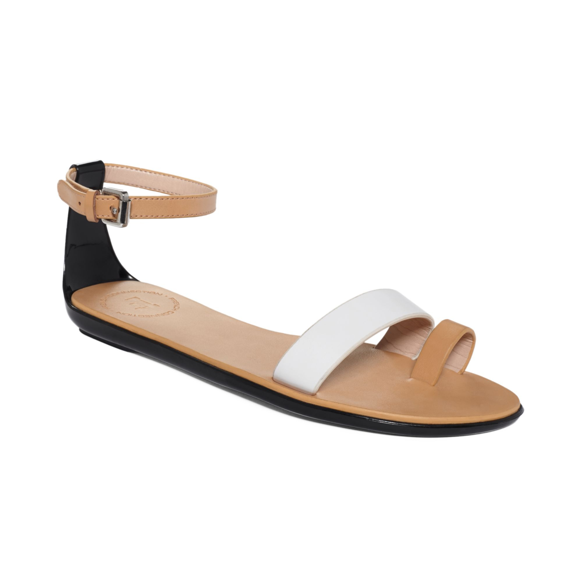 French Connection Terri Toe Ring Sandals in Beige (Black Tan) | Lyst