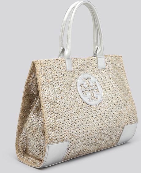 tory burch ella metallic tote