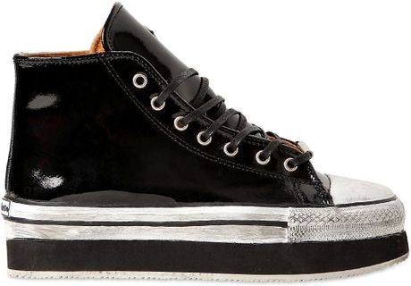 patent leather wedge sneakers
