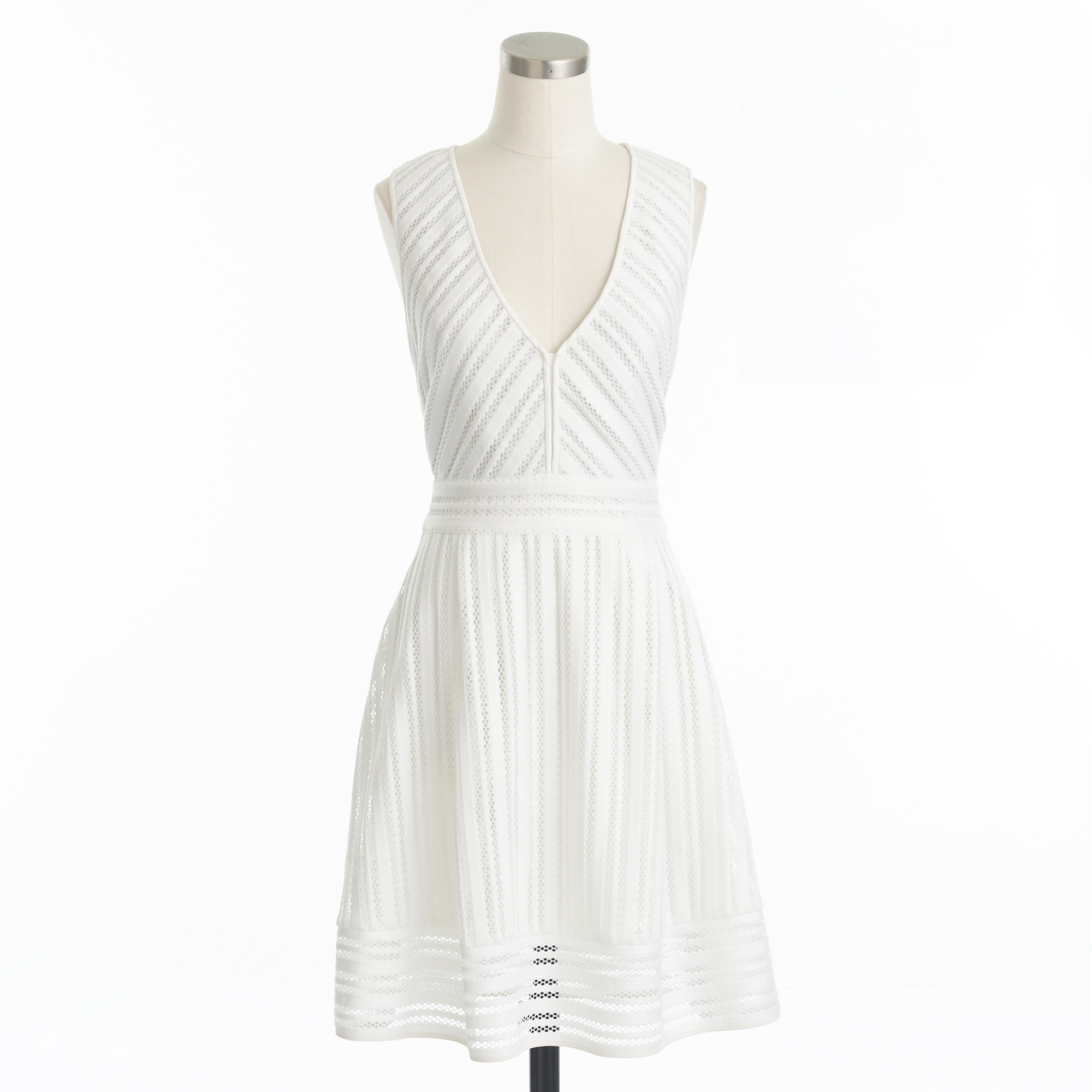 J.crew Petite Striped Eyelet Dress in White Lyst