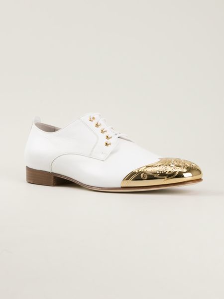Versace Shoes For Men Gold Versace-white-gold-point-shoes