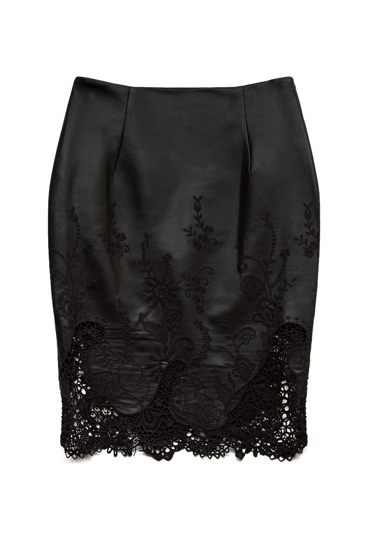 Forever 21 Pretty Tough Faux Leather Skirt in Black Lyst
