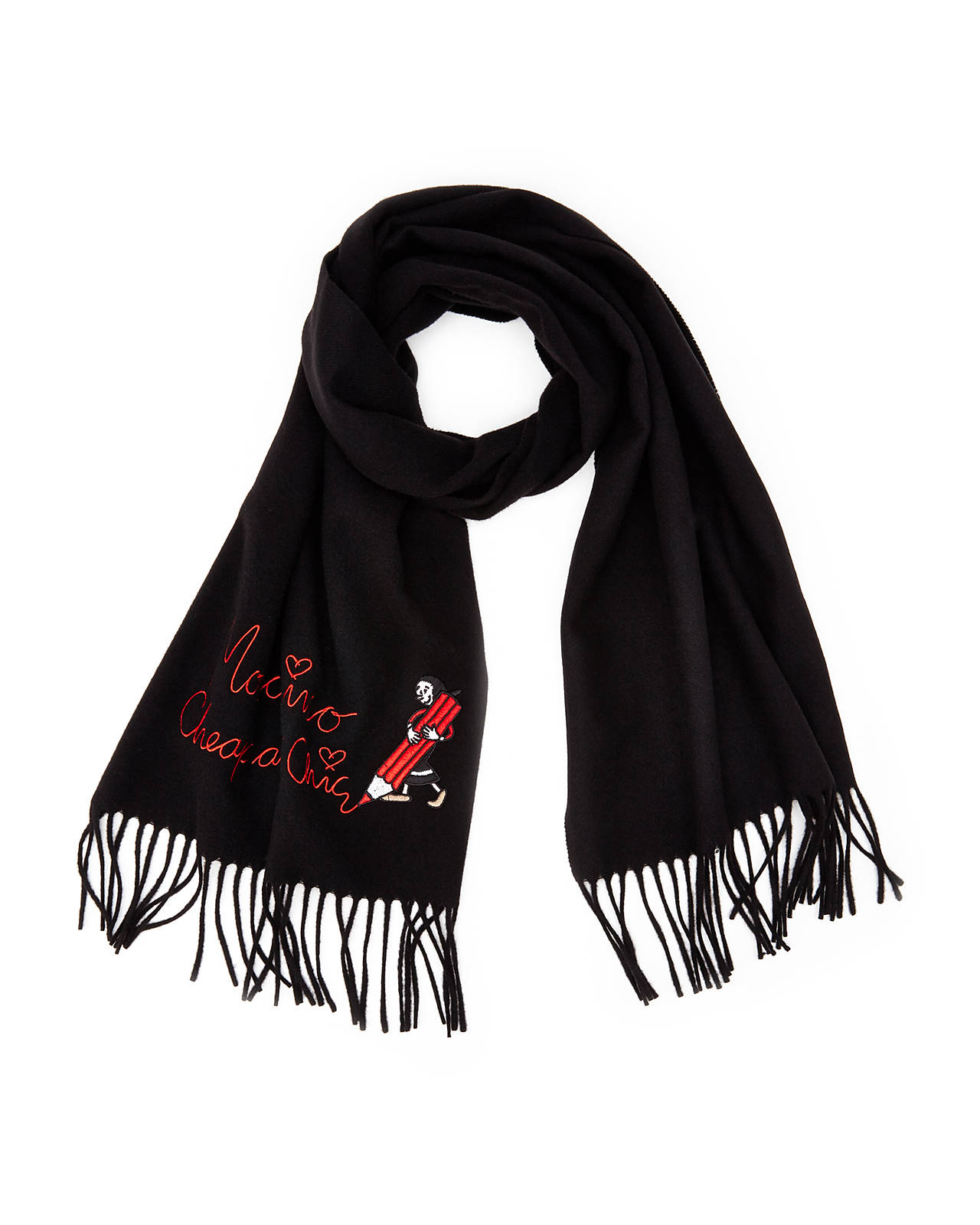 Moschino Olive Oyl Embroidered Scarf in Black for Men Lyst