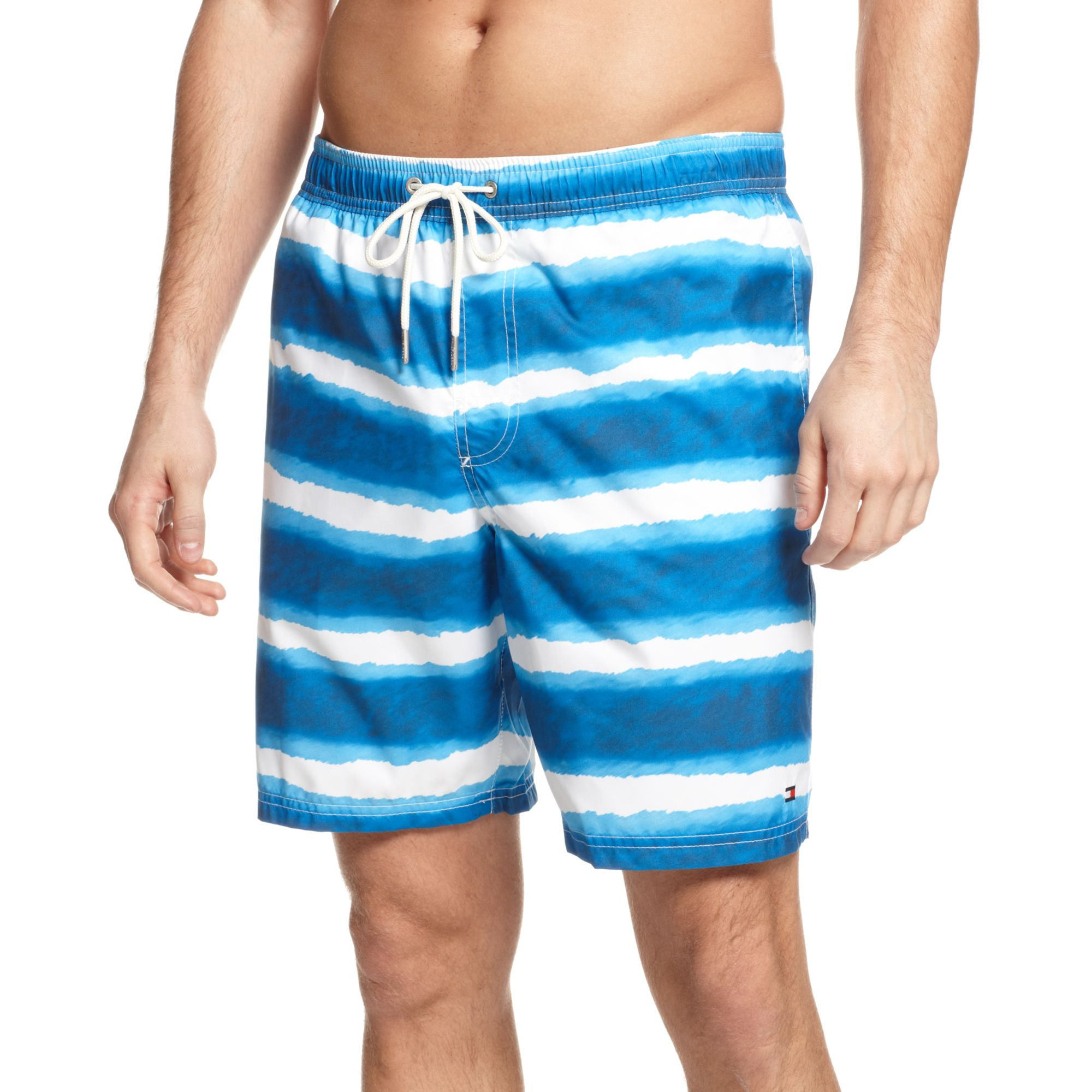 Tommy Hilfiger Ocean Stripe Swim Trunks in Blue for Men (Classic White) Lyst