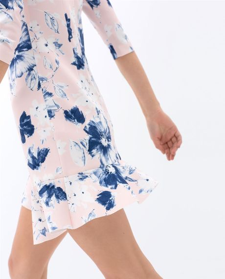 floral pink dress zara