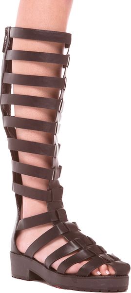 Akira Teela Gladiator Knee High Sandal in Black in Black | Lyst Akira Teela Gladiator Knee High Sandal in Black in Black | Lyst