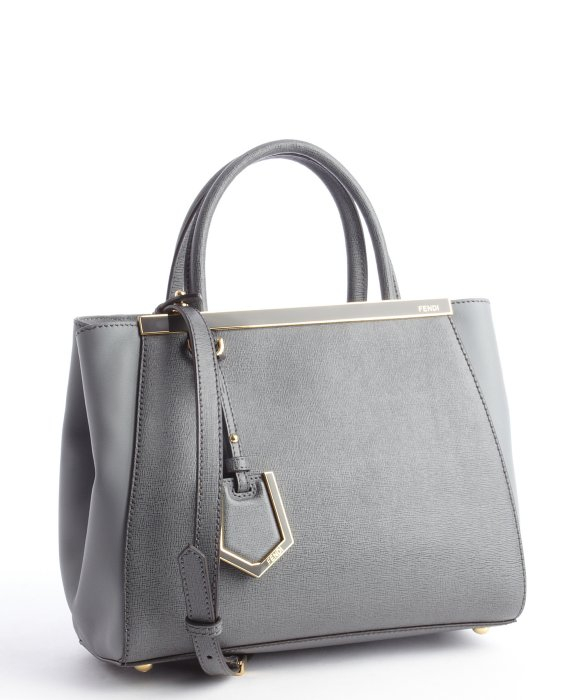 Fendi Grey Leather &#39;2Jours&#39; Petite Convertible Top Handle Bag in Gray (grey) | Lyst