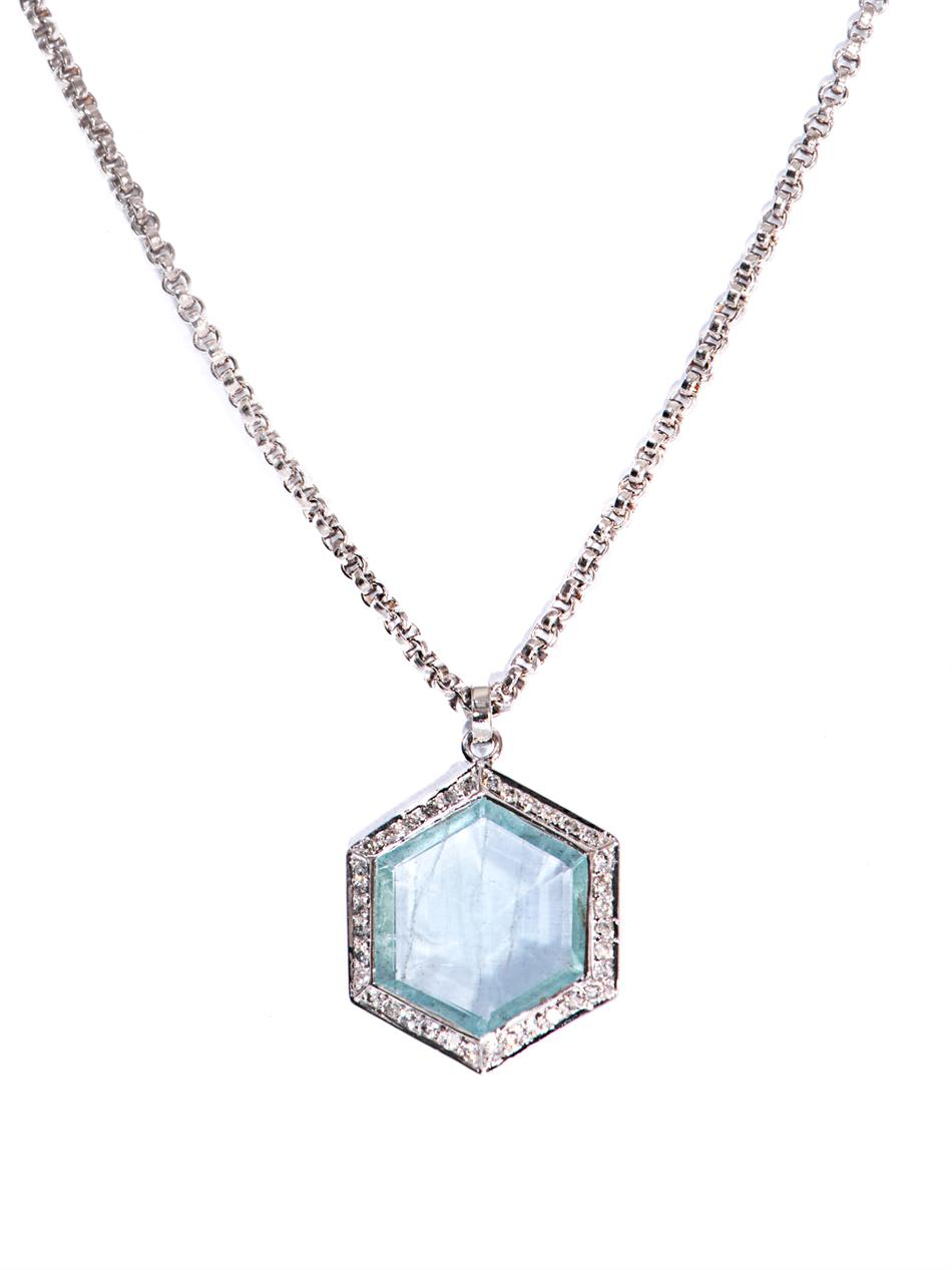 Jade Jagger Diamond, Aquamarine  White-Gold Necklace in Silver (WHITE ...