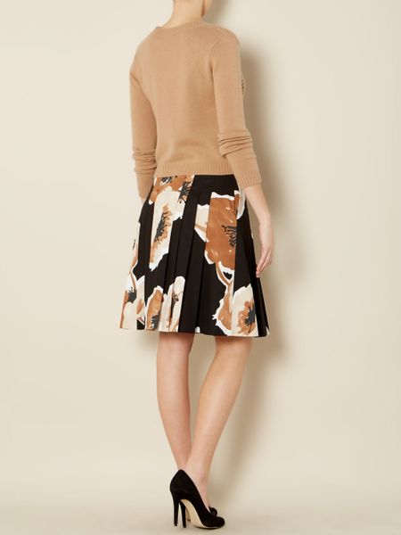 Max Mara Studio Arizona A Line Floral Print Pleated Skirt in Brown (Black) | Lyst