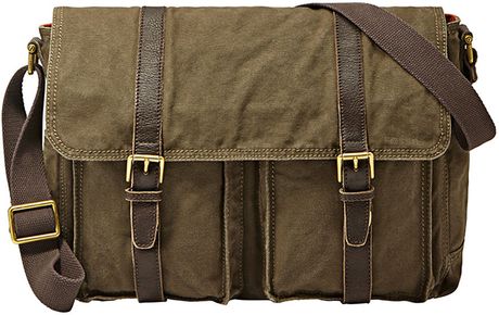 Fossil Leather-Trimmed East/West Messenger Bag in Green for Men (OLIVE) | Lyst