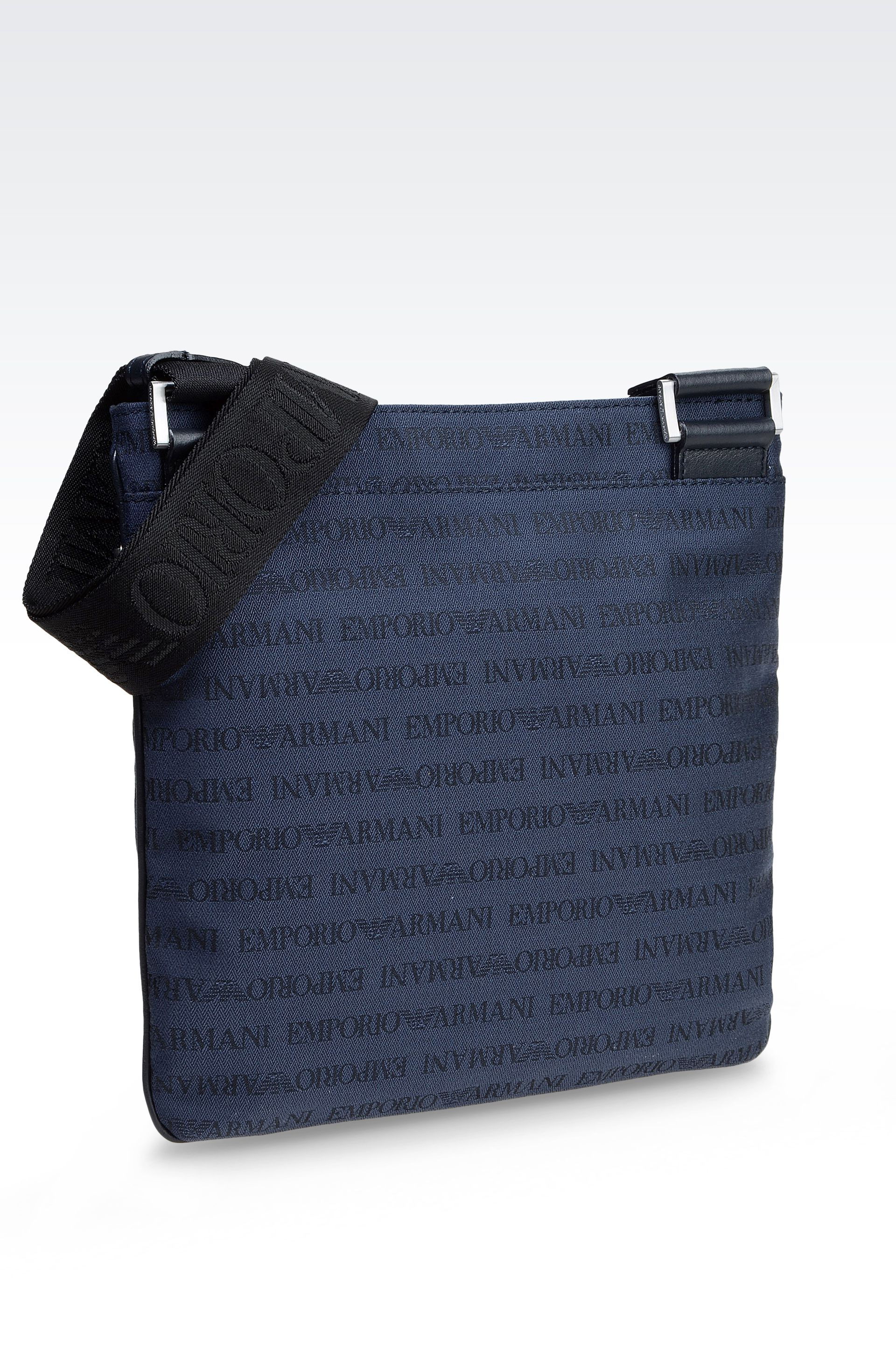 Emporio Armani Messenger Bag in Logoed Fabric in Blue for Men (Dark