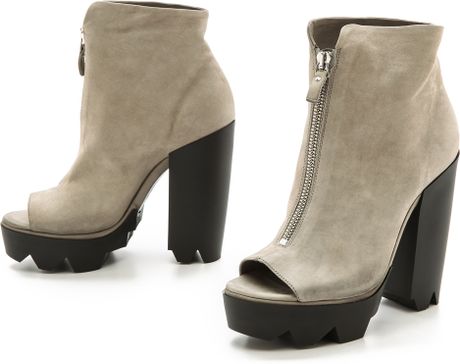 Vic Matie' Chunky Heel Open Toe Booties - Grey in Gray (Grey) | Lyst