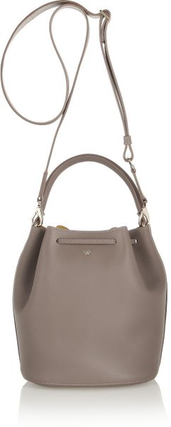 Anya Hindmarch Vaughan Leather Bucket Bag in Gray | Lyst