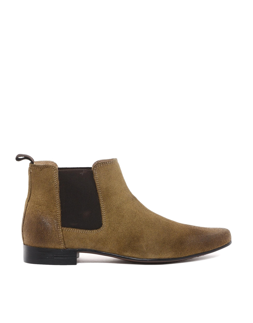 Asos Chelsea Boots in Suede in Khaki for Men (Stone) | Lyst