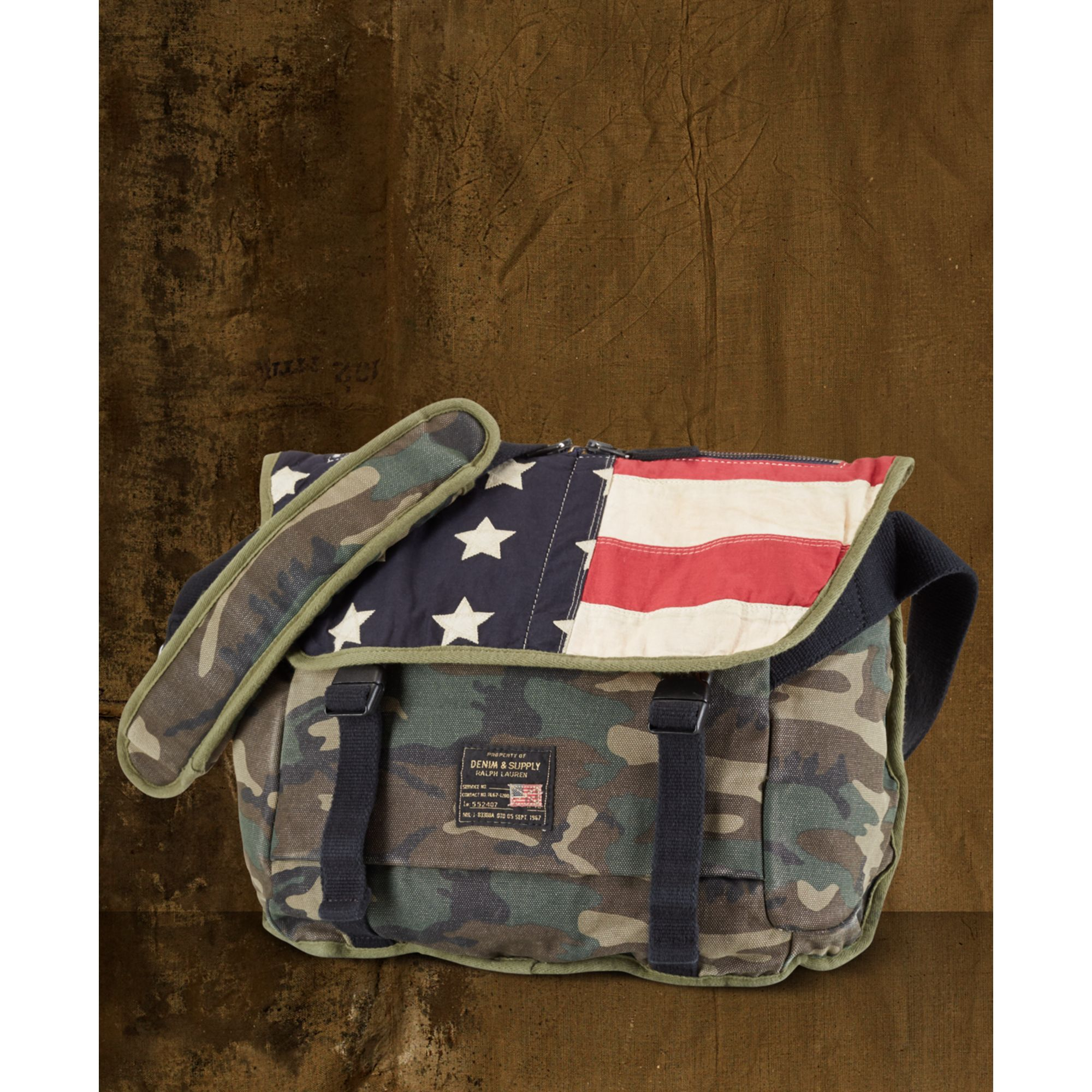 Denim & Supply Ralph Lauren Camo Flag Canvas Messenger Bag in Green for