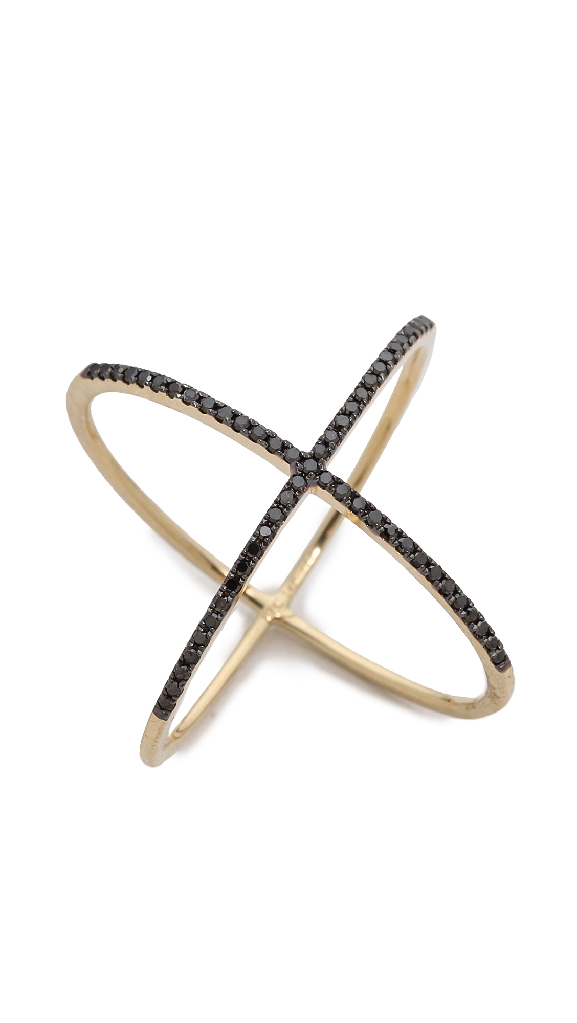 Ef Collection Diamond X Ring Yellow Gold/Black in Gold (Yellow Gold/Black) Lyst