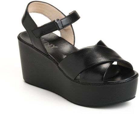 dkny platform wedge sandals