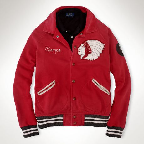 Polo Ralph Lauren Fleece Baseball Jacket in Red for Men | Lyst