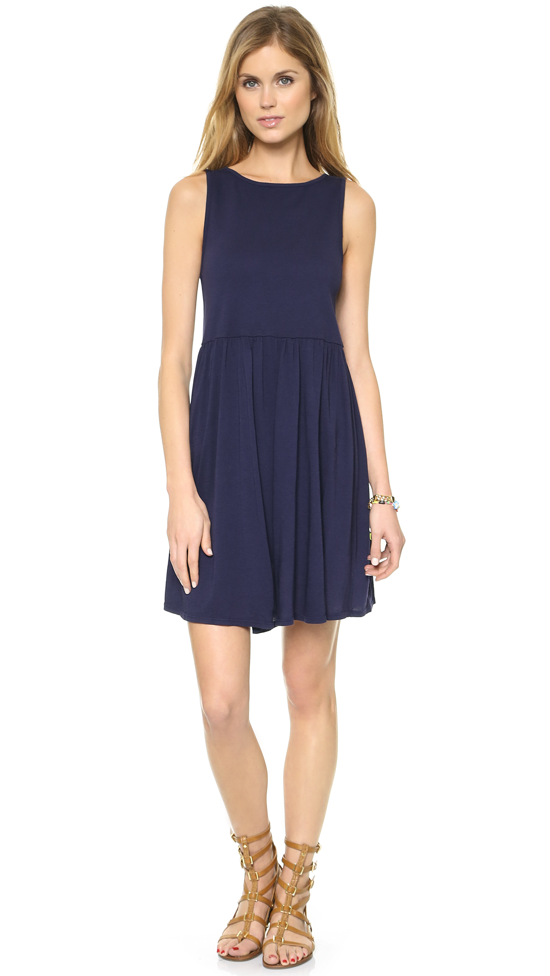 Three Dots Sleeveless Tank Dress Calypso Coral in Blue (Evening Blue