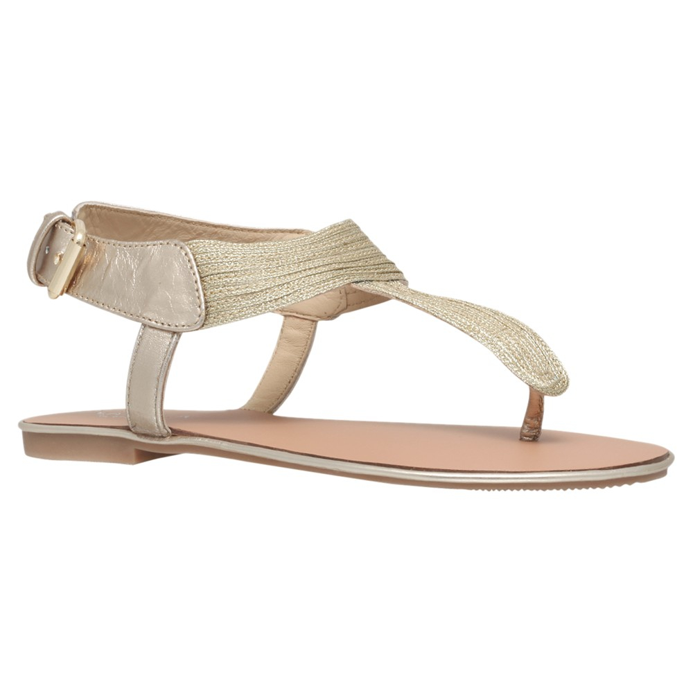 Carvela Kurt Geiger Klassic Flat Sandals in Gold | Lyst