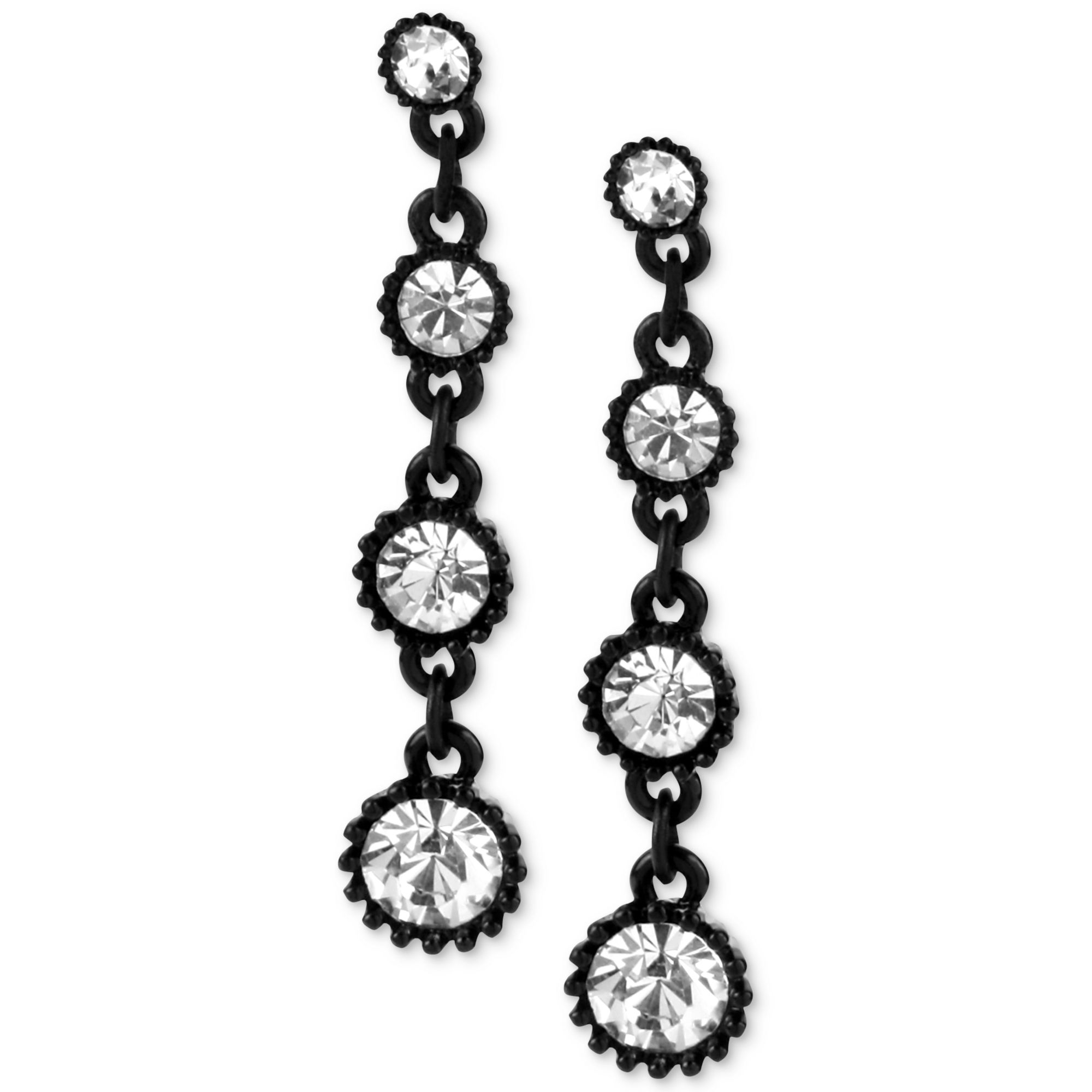 Betsey Johnson Blackplated Crystal Linear Drop Earrings in Black Lyst
