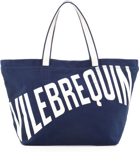 Vilebrequin Logo Canvas Tote Bag Navy in Blue (NAVY) Vilebrequin Logo Canvas Tote Bag Navy in Blue (NAVY)