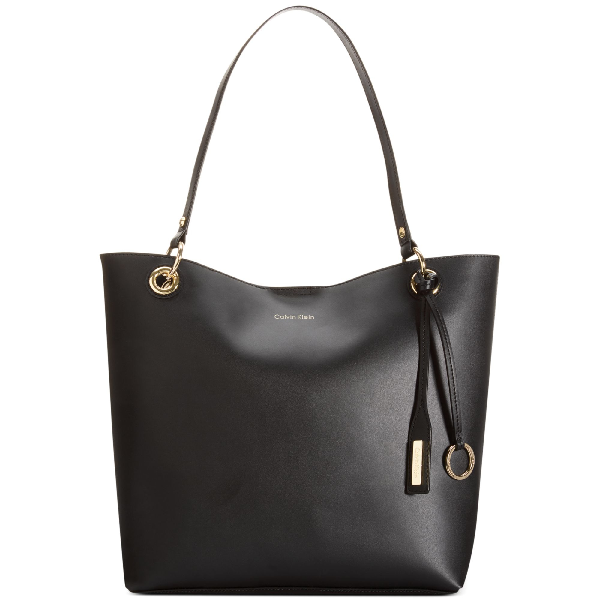 Calvin Klein Leather Tote in Black (Black/Gold) Lyst
