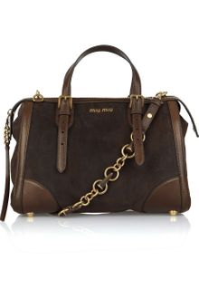 Miu Miu Horn-strap Suede Tote - Lyst