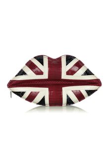 Lulu Guinness Union Jack Snakeskin Lips Clutch - Lyst
