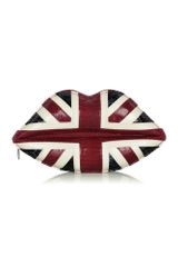 Lulu Guinness Union Jack Snakeskin Lips Clutch