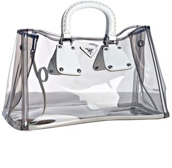 Prada White Transparent Pvc Medium Tote - Lyst