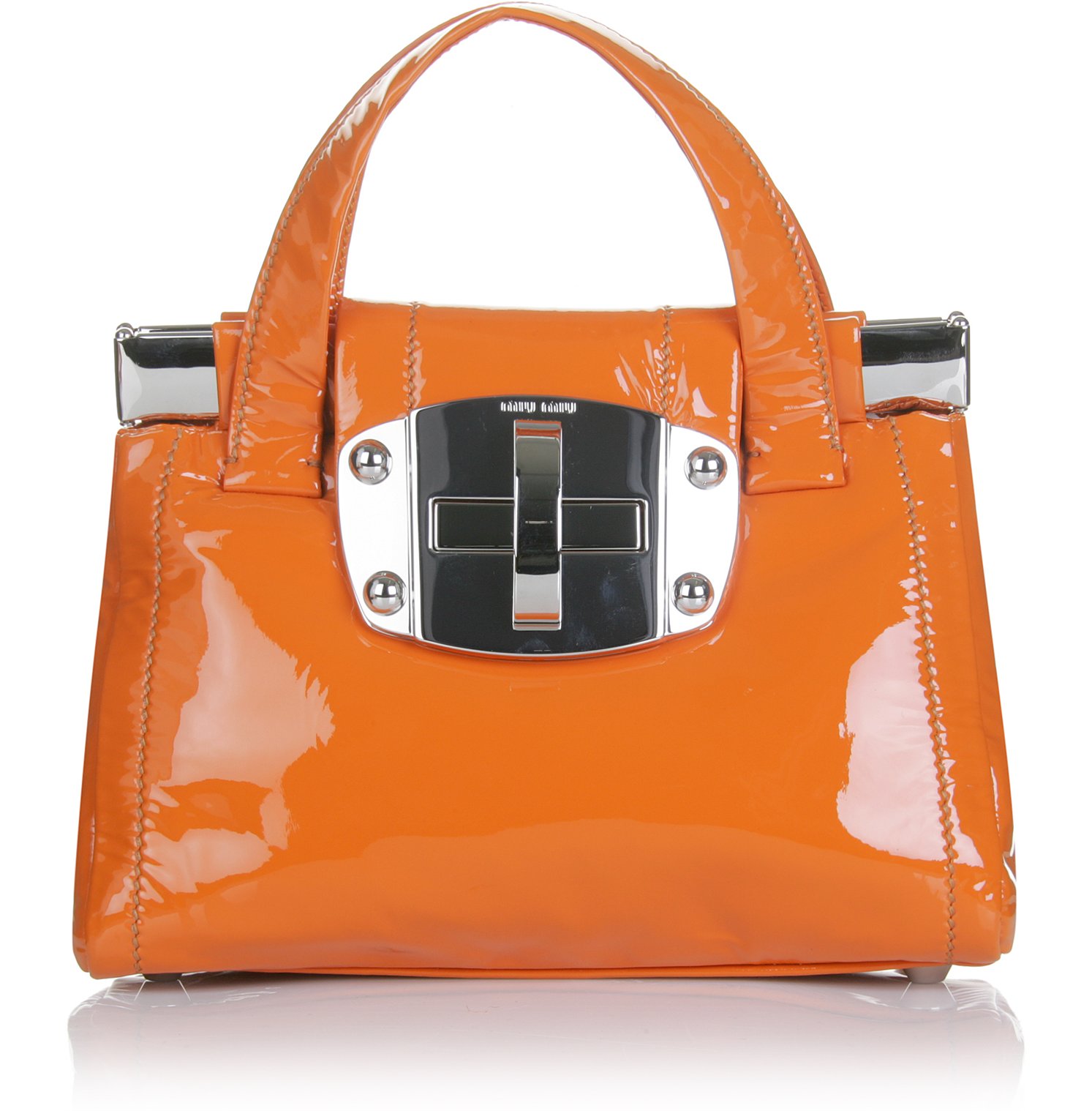 Miu Miu Patent Leather Turn Lock Bag in Orange Lyst