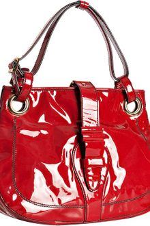 Valentino Red Patent Leather Ruffle Tab Large Shoulder Bag - Lyst