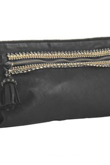 Chloé Black Lambskin Crystal and Bead Detail Clutch - Lyst