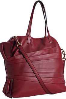 Valentino Red Leather Pleated Bow Detail Shoulder Bag - Lyst