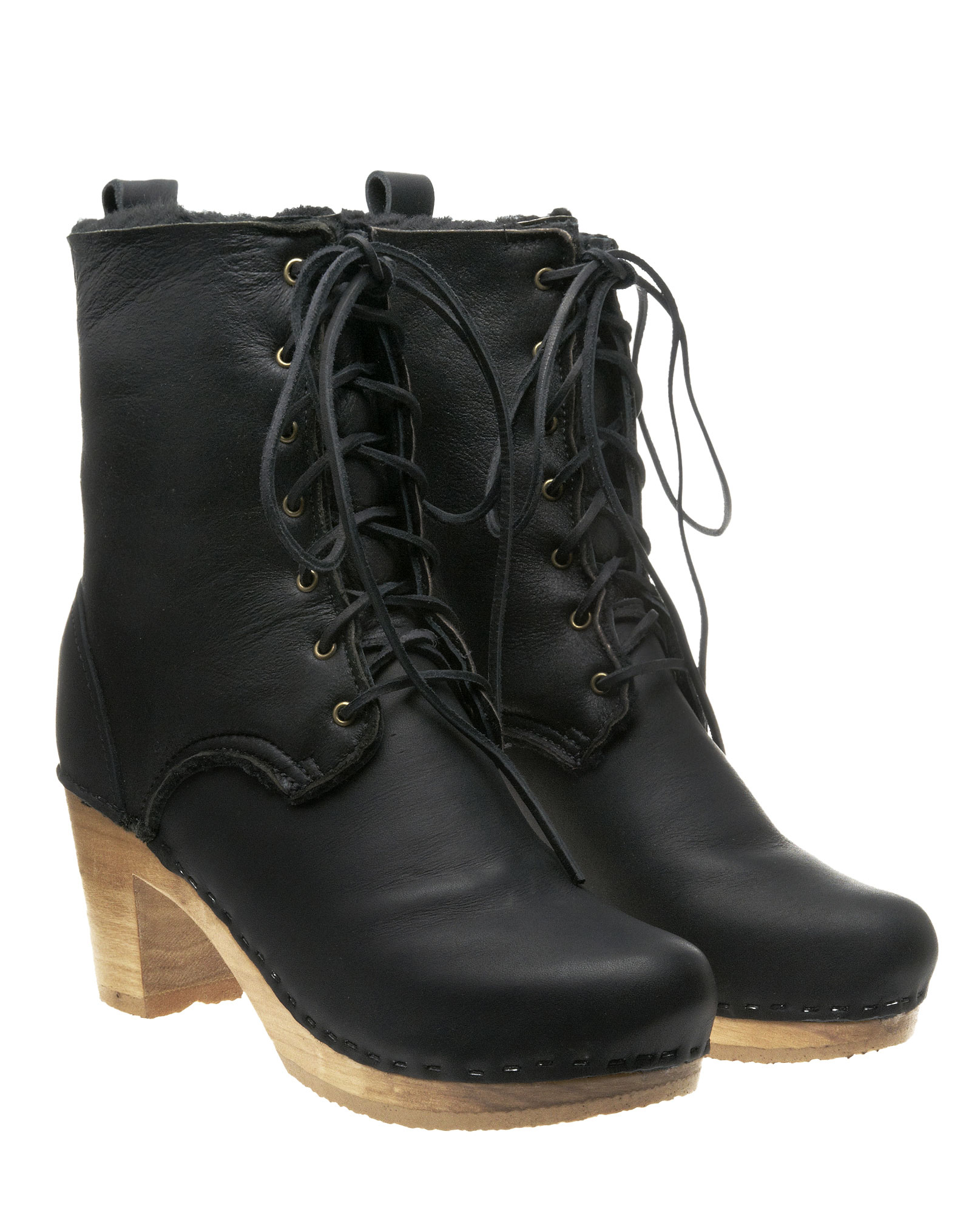 clog lace up boots
