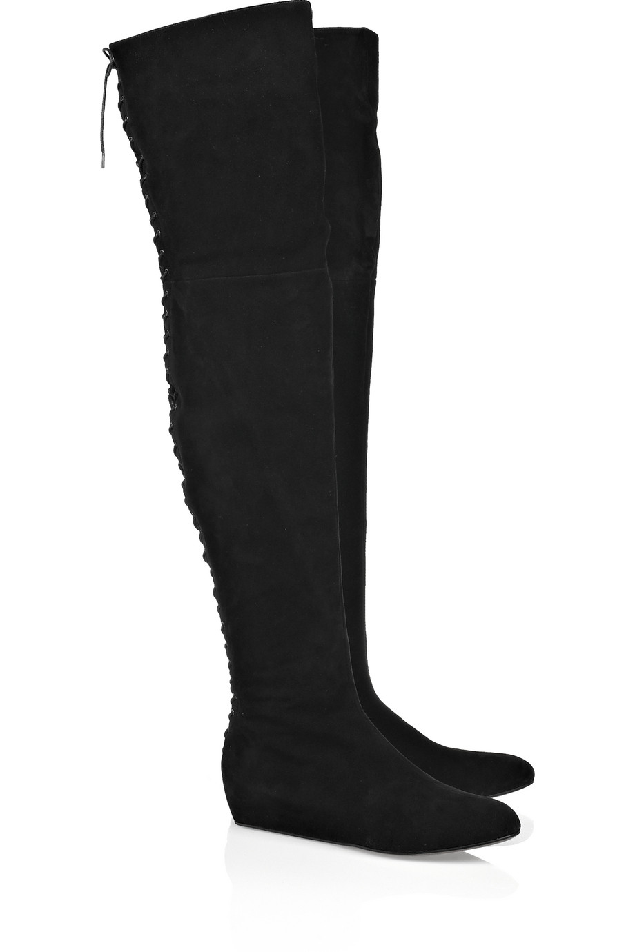 Alaïa Lace-up Thigh-high Suede Boots in Black | Lyst