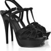 Yves Saint Laurent Tribute Calf Hair Sandals in Black - Lyst