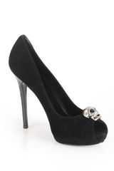 Alexander McQueen Peep-toe Suede Skull Shoes