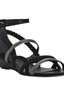 BCBGMAXAZRIA Black Braided Leather Isoldy Ankle Strap Wedges - Lyst