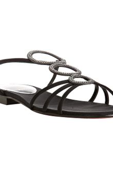 Christian Louboutin Black Crepe Aplarona Flat Sandals - Lyst