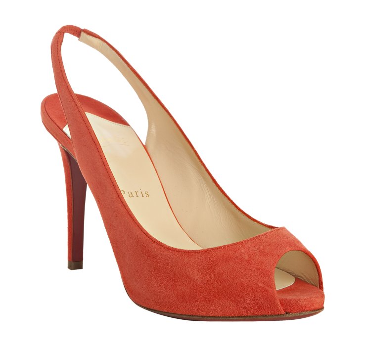 Christian Louboutin Red Suede Lady Sling 100 Slingback Pumps in Red Lyst