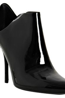 Gucci Black Patent Leather Suede Trim Ankle Boots - Lyst