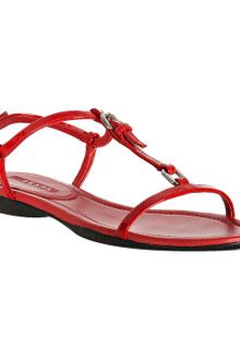 Prada Sport Red Patent Leather T-strap Sandals - Lyst