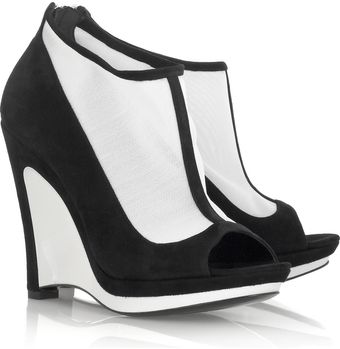 Fendi Suede Wedge Shoe Boots - Lyst