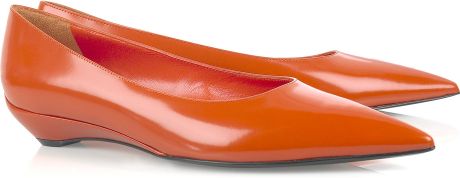 orange pointed toe flats