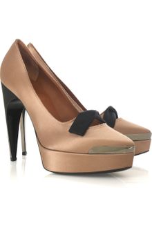 Lanvin Bow-front Satin Pumps - Lyst