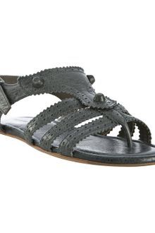 Balenciaga Dark Grey Leather Arena Flat Thong Sandals - Lyst