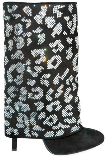 Balmain Crystal Leopard Flap Boots - Lyst